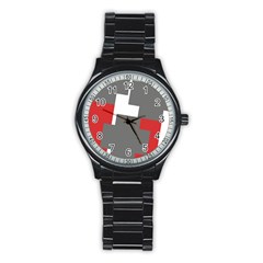 Cross Abstract Shape Line Stainless Steel Round Watch by Celenk