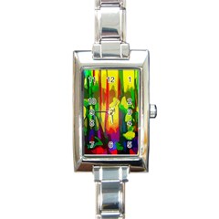 Abstract Vibrant Colour Botany Rectangle Italian Charm Watch