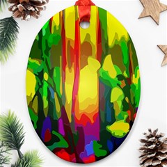 Abstract Vibrant Colour Botany Ornament (oval)