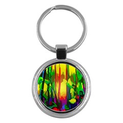 Abstract Vibrant Colour Botany Key Chains (round)  by Celenk