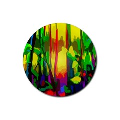 Abstract Vibrant Colour Botany Rubber Coaster (round)  by Celenk