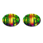 Abstract Vibrant Colour Botany Cufflinks (Oval) Front(Pair)