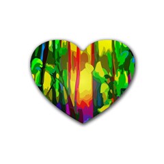 Abstract Vibrant Colour Botany Rubber Coaster (heart) 