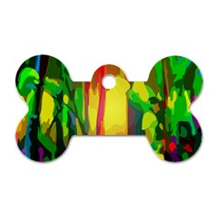 Abstract Vibrant Colour Botany Dog Tag Bone (one Side) by Celenk