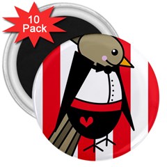 Bird Cute Design Cartoon Drawing 3  Magnets (10 Pack)  by Celenk