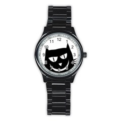 Cat Vector Clipart Figure Animals Stainless Steel Round Watch by Celenk