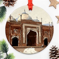 Agra Taj Mahal India Palace Ornament (round) by Celenk