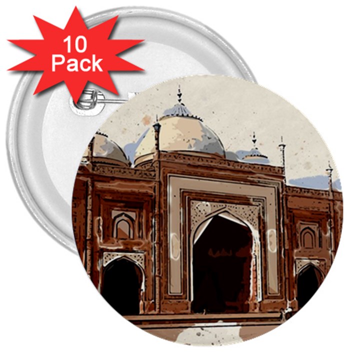 Agra Taj Mahal India Palace 3  Buttons (10 pack) 