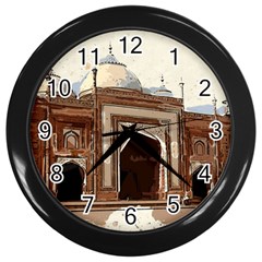 Agra Taj Mahal India Palace Wall Clocks (black) by Celenk