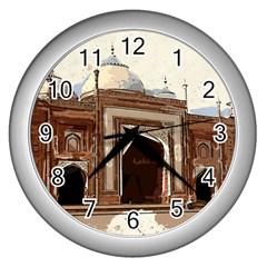 Agra Taj Mahal India Palace Wall Clocks (silver)  by Celenk