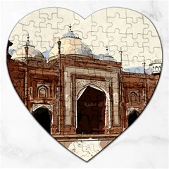 Agra Taj Mahal India Palace Jigsaw Puzzle (heart) by Celenk