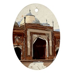 Agra Taj Mahal India Palace Oval Ornament (two Sides) by Celenk