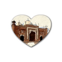 Agra Taj Mahal India Palace Rubber Coaster (heart)  by Celenk