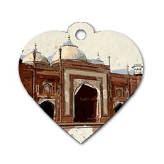 Agra Taj Mahal India Palace Dog Tag Heart (one Side) by Celenk