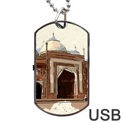 Agra Taj Mahal India Palace Dog Tag Usb Flash (one Side) by Celenk