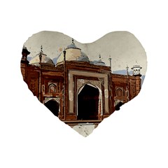 Agra Taj Mahal India Palace Standard 16  Premium Heart Shape Cushions by Celenk