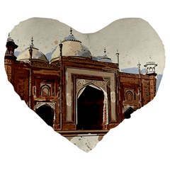 Agra Taj Mahal India Palace Large 19  Premium Heart Shape Cushions by Celenk