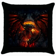 Dragon Legend Art Fire Digital Fantasy Throw Pillow Case (black) by Celenk