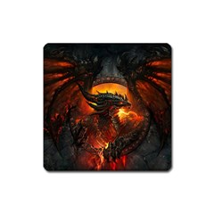 Dragon Legend Art Fire Digital Fantasy Square Magnet by Celenk