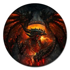 Dragon Legend Art Fire Digital Fantasy Magnet 5  (round) by Celenk