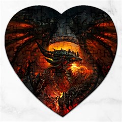 Dragon Legend Art Fire Digital Fantasy Jigsaw Puzzle (heart) by Celenk