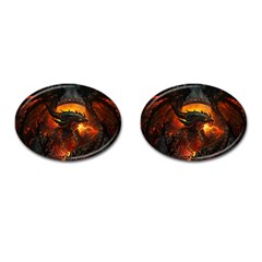 Dragon Legend Art Fire Digital Fantasy Cufflinks (oval) by Celenk