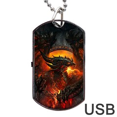 Dragon Legend Art Fire Digital Fantasy Dog Tag Usb Flash (two Sides) by Celenk