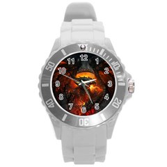 Dragon Legend Art Fire Digital Fantasy Round Plastic Sport Watch (l) by Celenk