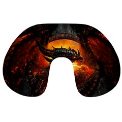 Dragon Legend Art Fire Digital Fantasy Travel Neck Pillows by Celenk