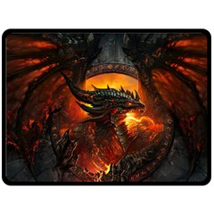 Dragon Legend Art Fire Digital Fantasy Double Sided Fleece Blanket (large)  by Celenk