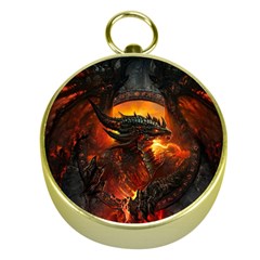 Dragon Legend Art Fire Digital Fantasy Gold Compasses by Celenk