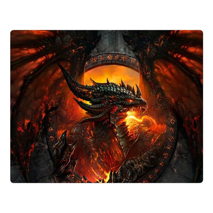 Dragon Legend Art Fire Digital Fantasy Double Sided Flano Blanket (Large) 