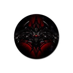 Black Dragon Grunge Rubber Round Coaster (4 Pack)  by Celenk