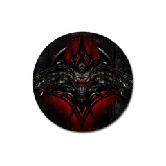 Black Dragon Grunge Magnet 3  (round) by Celenk