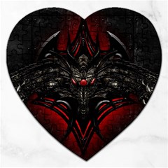 Black Dragon Grunge Jigsaw Puzzle (heart) by Celenk