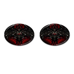 Black Dragon Grunge Cufflinks (oval) by Celenk