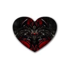 Black Dragon Grunge Rubber Coaster (heart)  by Celenk