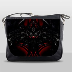 Black Dragon Grunge Messenger Bags by Celenk