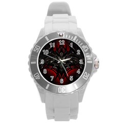 Black Dragon Grunge Round Plastic Sport Watch (l) by Celenk