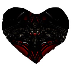 Black Dragon Grunge Large 19  Premium Heart Shape Cushions by Celenk