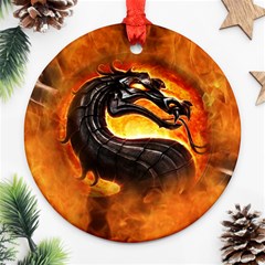 Dragon And Fire Ornament (round) by Celenk