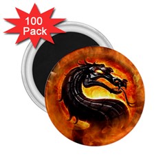 Dragon And Fire 2 25  Magnets (100 Pack)  by Celenk