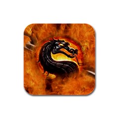 Dragon And Fire Rubber Square Coaster (4 Pack)  by Celenk