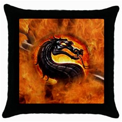 Dragon And Fire Throw Pillow Case (black) by Celenk