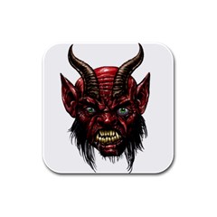 Krampus Devil Face Rubber Square Coaster (4 Pack)  by Celenk