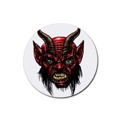 Krampus Devil Face Rubber Coaster (round)  by Celenk