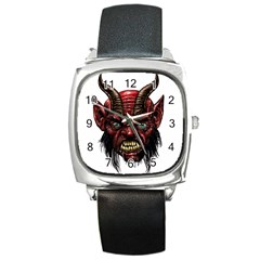 Krampus Devil Face Square Metal Watch