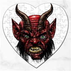 Krampus Devil Face Jigsaw Puzzle (heart) by Celenk