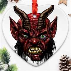 Krampus Devil Face Heart Ornament (two Sides) by Celenk