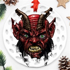 Krampus Devil Face Ornament (round Filigree) by Celenk